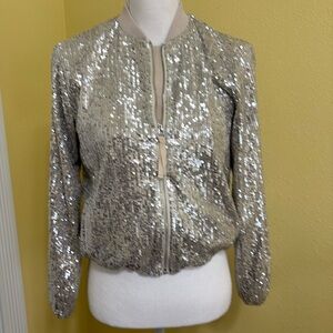 NWT loft, silver sequence, bomber jacket size XXP